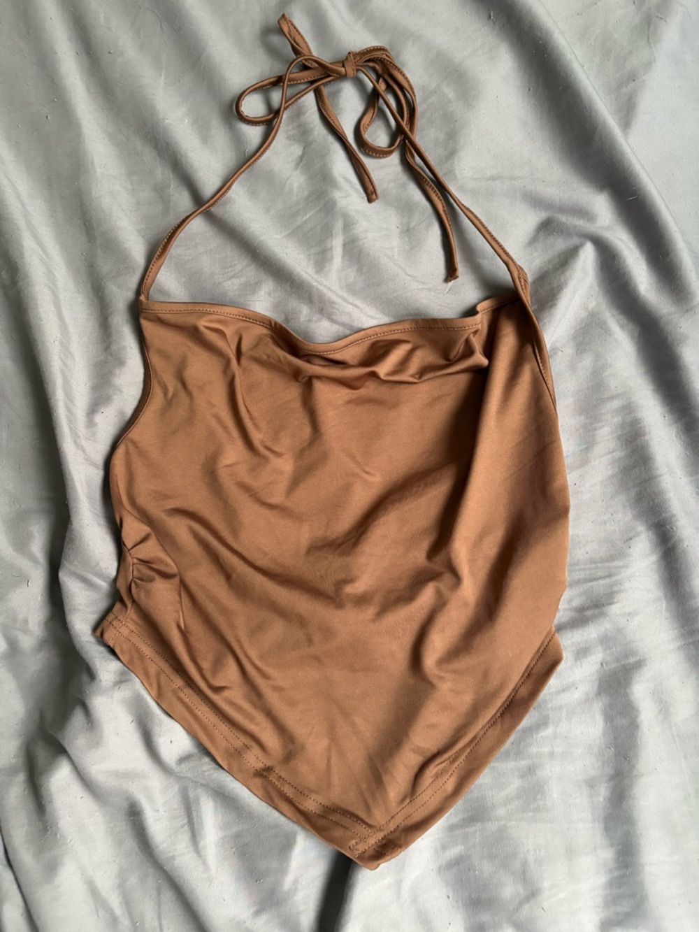 Women's Brown Spaghetti Strap Backless Fitted Camisole